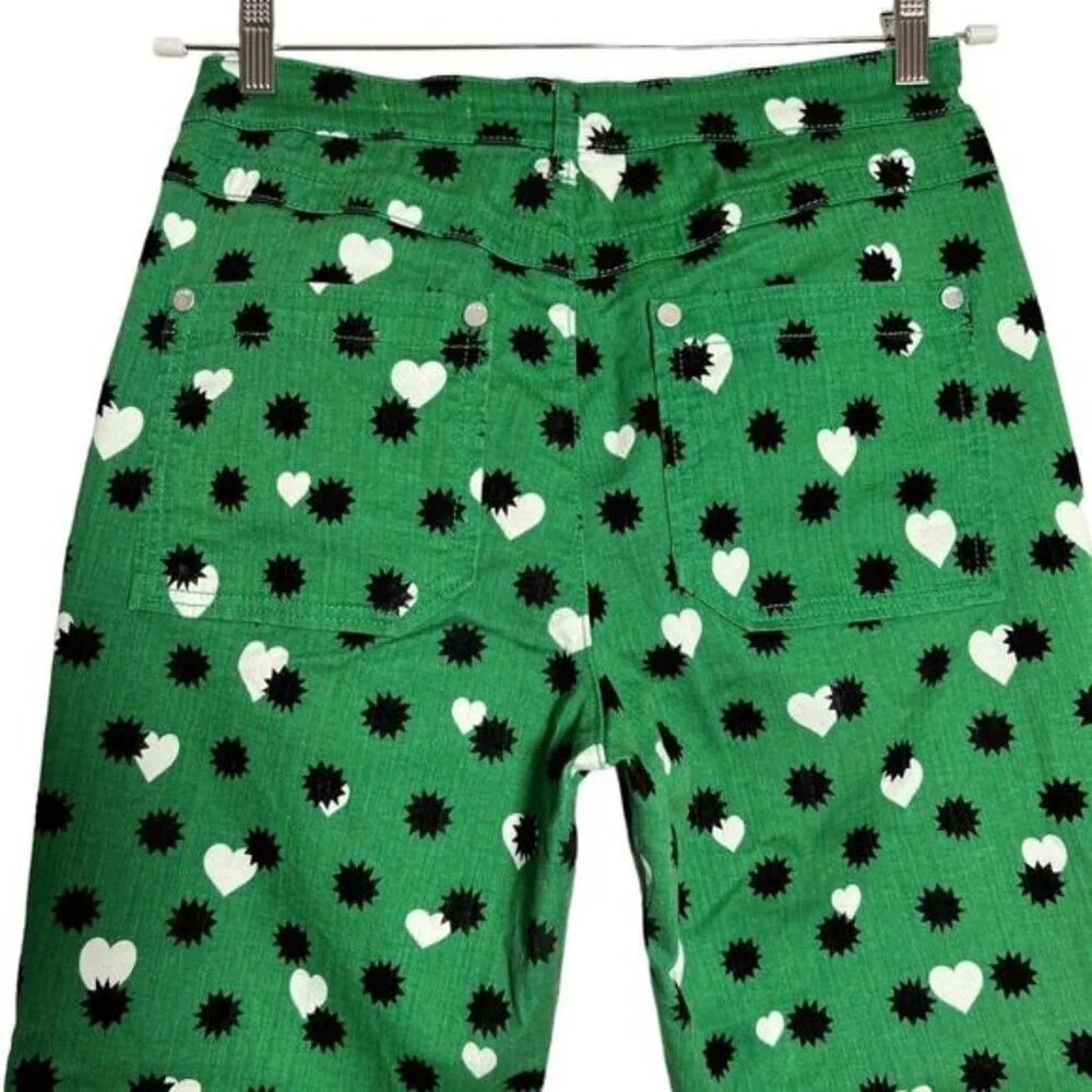 Anthropologie Maeve The Cigarette Slim Jeans High Rise SIZE 31 Green Heart Stars - Picture 6 of 9